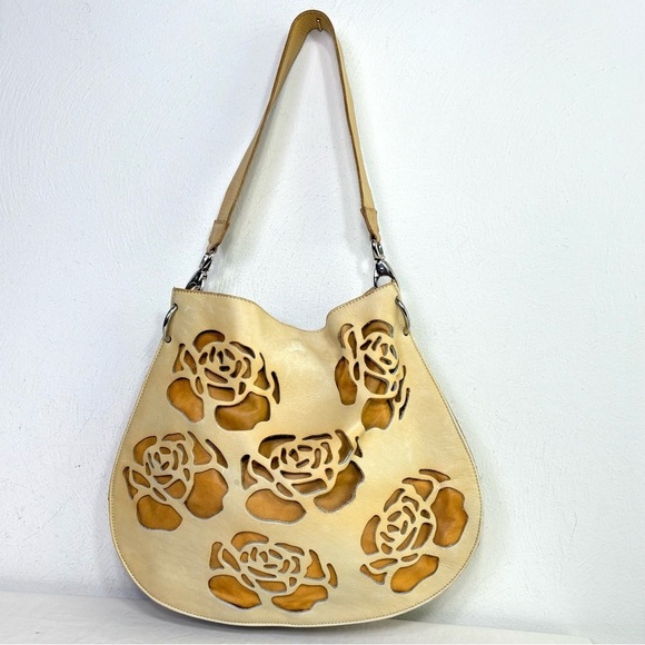 VTG Handmade One of a Kind Artisan Tooled Leather Floral Rose Shoulder Bag Purse - Picture 15 of 16